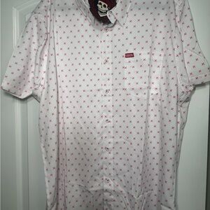 DIXXON White and Red Cross Pattern Shirt